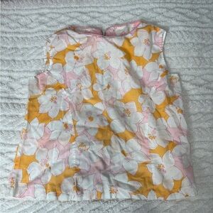 Vintage Women’s 1950’s 1960’s Mid Mod Floral Blouse Cotton Sleeveless Groovy